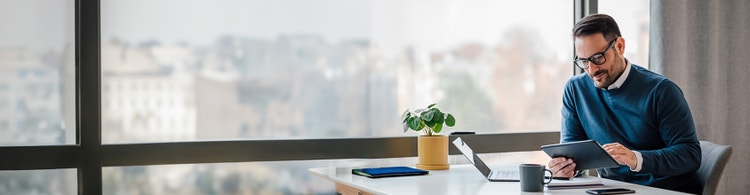 Broker at work helping their clients