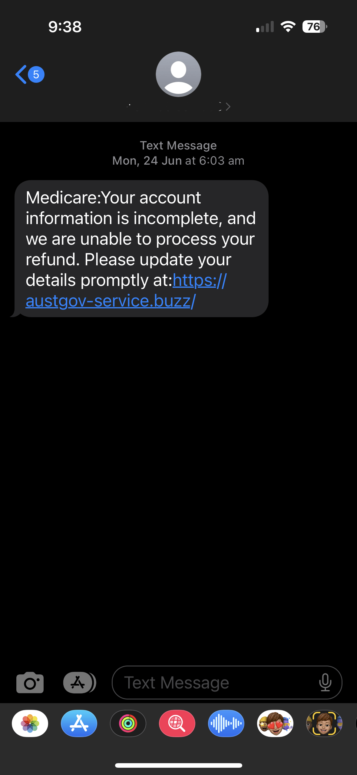 Medicare refund phishing scam