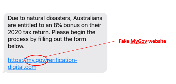 phishing scam sample text message 