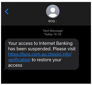 phishing scam sample text message 