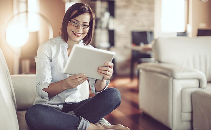 Woman being happy and smiling