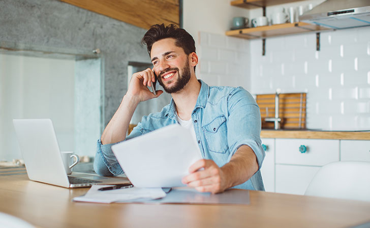 Man happy he has gotten an internship