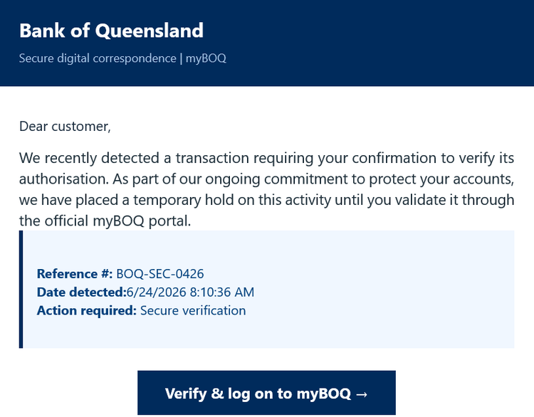 example of the June 2026 phishing scam