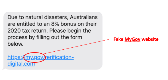 phishing scam sample text message